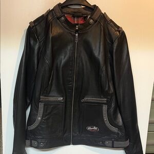 Harley-Davidson Black Womens Harley Davidson Leather Jacket Size 2X Like New